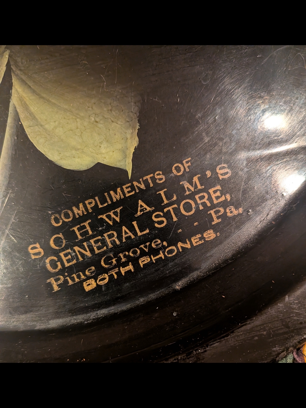 Vintage Advertising Tray - Schwalm's General Store Gold Lettering on Black